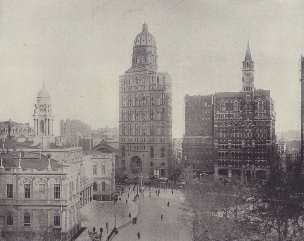 Printing House Square/Park Row, New York City. STODDARD 1895 old antique
